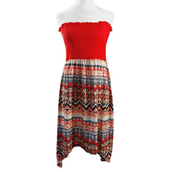 Bobby Brooks Plus Size 1X Dress, Tube Top Style W/ Asymmetrical Bottom, Vibrant - Picture 3 of 12